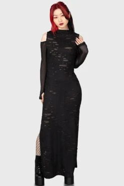 Biters Maxi Dress [B] -Gothic Wear Store BITERS MAXI DRESS BLACK W F f2a8a26c 285f 432d 8ccd 58b38e78edbd
