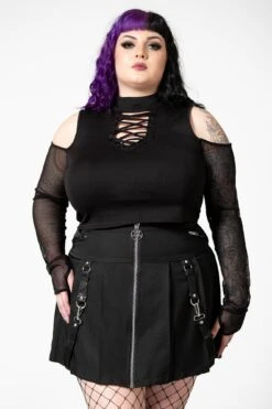 Dark Half Long Sleeve Top [PLUS] -Gothic Wear Store DARK HALF LONG SLEEVE TOP PLUS W D