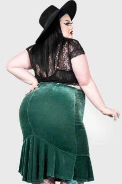 Drusilla Midi Skirt [GREEN] [PLUS] -Gothic Wear Store DRUSILLA MIDI SKIRT DARK GREEN PLUS W F
