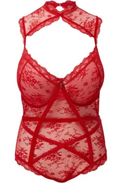Dark Desire Lace Bodysuit [SCARLET] [PLUS]