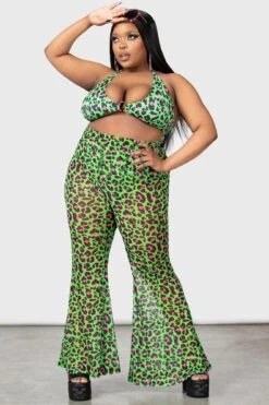 Emerald Sugar Mesh Flare Trousers [PLUS]