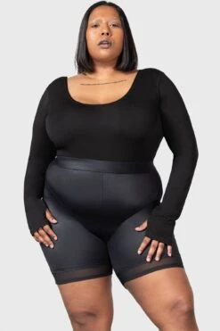 Flexi Demon Long Sleeve Leotard [PLUS] -Gothic Wear Store FLEXI DEMON LONG SLEEVE LEOTARD PLUS W D