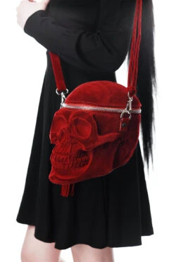 Grave Digger Skull Handbag [BLOOD] -Gothic Wear Store GRAVEDIGGER HANDBAG BLOODVELVET C