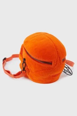 Grave Digger Skull Handbag [ORANGE VELVET] -Gothic Wear Store GraveDiggerSkullHandbag ORANGEVELVET B