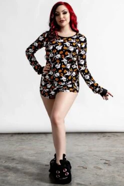 Haunted Pumpkin Long Sleeve Top -Gothic Wear Store HAUNTED PUMPKIN LONG SLEEVE TOP D