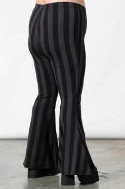 Inferno Room Flares [GREY STRIPE] [PLUS] -Gothic Wear Store INFERNO FLARES GREY PLUS W C