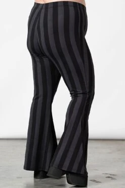 Inferno Room Flares [GREY STRIPE] [PLUS] -Gothic Wear Store INFERNO FLARES GREY PLUS W E