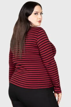 Jett Long Sleeve Top [BLOOD] [PLUS] -Gothic Wear Store JETT LONG SLEEVE TOP BLOOD PLUS W D