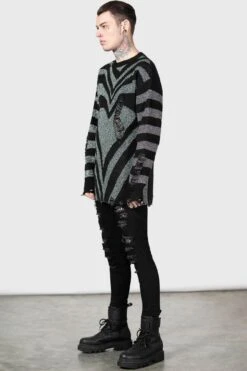 Libi Sweater [B] -Gothic Wear Store LIBI SWEATER GREY MENS D