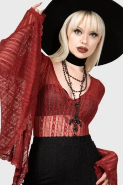 Lorelena Bodysuit [RED] -Gothic Wear Store LORELENA BODYSUIT RED W B