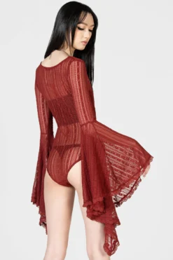 Lorelena Bodysuit [RED] -Gothic Wear Store LORELENA BODYSUIT RED W G