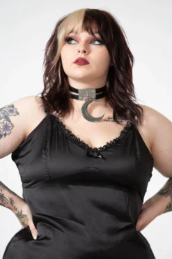 Loya Satin Maxi Dress [PLUS] -Gothic Wear Store LOYA SATIN MAXI DRESS PLUS W E