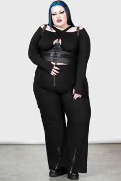 Moray High Waisted Trousers [PLUS] -Gothic Wear Store MORAY HIGH WAISTED TROUSERS PLUS W 3