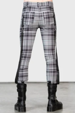 Office Riot Strappy Trousers [GREY TARTAN] -Gothic Wear Store OFFICE RIOT STRAPPY TROUSERS GREY MENS D