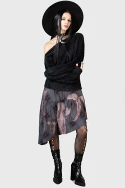 Othalo's Ruin Midi Skirt -Gothic Wear Store OTHALOS RUIN MIDI SKIRT BLEACH CHECK W D