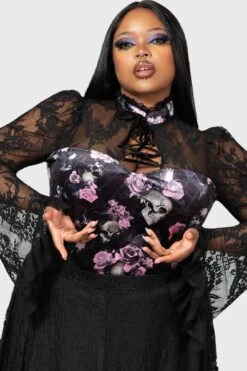 Poison Fang Long Sleeve Top [BLACK/PINK] [PLUS]