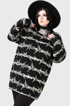Prickled Contention Knit Sweater [PLUS] -Gothic Wear Store PRICKLED CONTENTION KNIT SWEATER PLUS W D