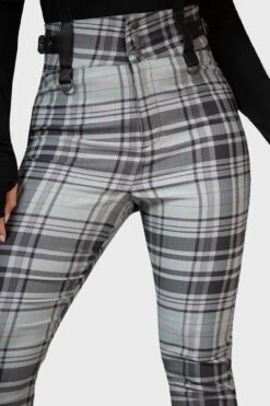 Prophet Of Doom Suspender Trousers [GREY TARTAN] -Gothic Wear Store PROPHET OF DOOM TROUSERS GREY W D