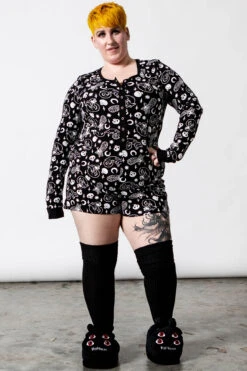 Purr Off Playsuit [B] [PLUS] -Gothic Wear Store PURR OFF PLAYSUIT PLUS F