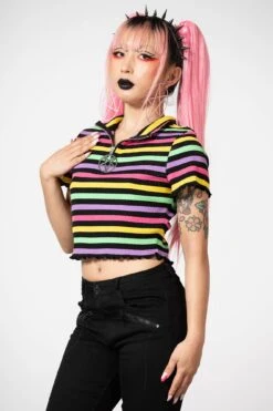 Rainbow Child Ribbed Crop Top -Gothic Wear Store RAINBOW CHILD RIBBED CROP TOP W D