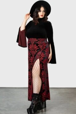 Scarlet Fiend Maxi Skirt [PLUS] -Gothic Wear Store SCARLET FIEND MAXI SKIRT PLUS W D