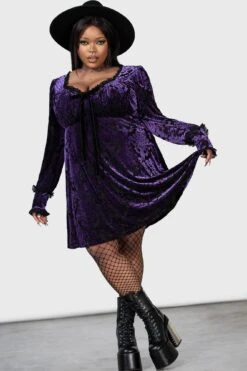 Sitri Long Sleeve Dress [PURPLE] [PLUS] -Gothic Wear Store SITRI LONG SLEEVE DRESS PURPLE PLUS W D