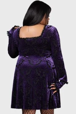 Sitri Long Sleeve Dress [PURPLE] [PLUS] -Gothic Wear Store SITRI LONG SLEEVE DRESS PURPLE PLUS W G