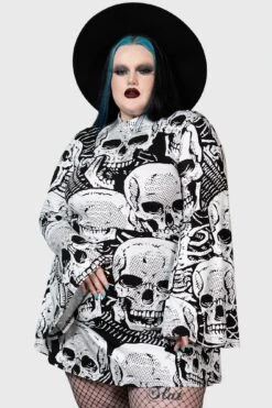 Skeleton Season Mini Dress [PLUS] -Gothic Wear Store SKELETON MINI DRESS PLUS W D