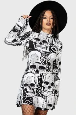 Skeleton Season Mini Dress 8 Skeleton Season Mini Dress -Gothic Wear Store SKELETON SEASON MINI DRESS W E