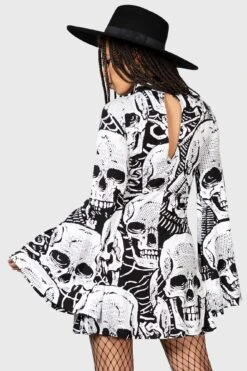 Skeleton Season Mini Dress 9 Skeleton Season Mini Dress -Gothic Wear Store SKELETON SEASON MINI DRESS W F