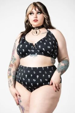 Skulls 2-Piece Swimsuit [PLUS] -Gothic Wear Store SKULLS 2PIECE SWIMSUIT PLUS C
