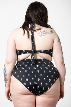Skulls 2-Piece Swimsuit [PLUS] -Gothic Wear Store SKULLS 2PIECE SWIMSUIT PLUS G