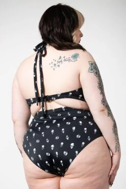 Skulls 2-Piece Swimsuit [PLUS] -Gothic Wear Store SKULLS 2PIECE SWIMSUIT PLUS H