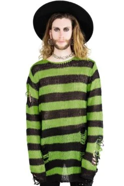 Slimer Distress Knit Sweater -Gothic Wear Store SLIMER DISTRESS KNIT SWEATER B min