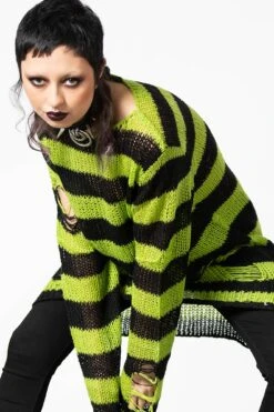Slimer Distress Knit Sweater -Gothic Wear Store SLIMER DISTRESSED KNIT SWEATER W 3