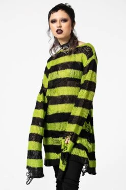 Slimer Distress Knit Sweater -Gothic Wear Store SLIMER DISTRESSED KNIT SWEATER W 5
