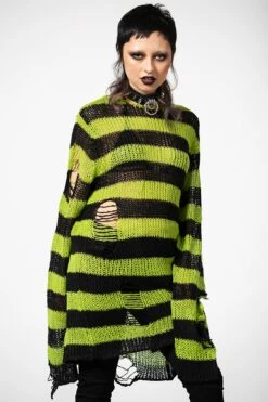 Slimer Distress Knit Sweater -Gothic Wear Store SLIMER DISTRESSED KNIT SWEATER W 6