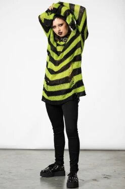 Slimer Distress Knit Sweater -Gothic Wear Store SLIMER DISTRESSED KNIT SWEATER W 7
