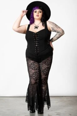 Spectral Lure Bell Bottoms [PLUS] -Gothic Wear Store SPECTURAL LURE LACE BOTTOMS PLUS W G