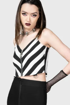 Stripe O Negative Top -Gothic Wear Store STRIPE O NEGATIVE TOP W D