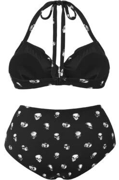 Skulls 2-Piece Swimsuit [PLUS] -Gothic Wear Store Skulls2 PieceSwimsuit B PLUS