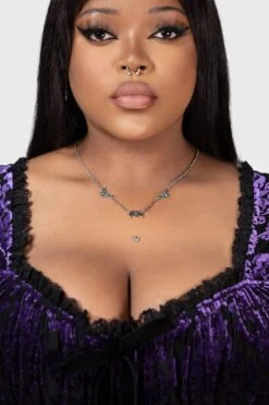 Vamp Bat Necklace [SILVER] -Gothic Wear Store VAMP BAT CHOKER W D