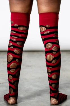 Wretched Soul Distress Socks [BLACK/BLOOD] -Gothic Wear Store WRETCHED SOUL DISTRESS SOCKS BLACK BLOOD D